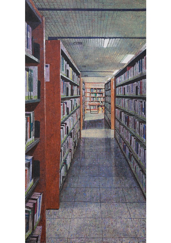 마포중앙도서관, 캔버스에 수채와 구아슈, 아크릴릭 미디엄, 193.9×97.0cm, 2021